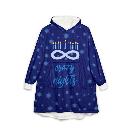 8 Crazy Night Hannukah Hoodie Blanket
